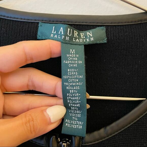 NWOT Lauren Ralph Lauren Faux Leather Trim Jacket Women's M - Picture 4 of 4